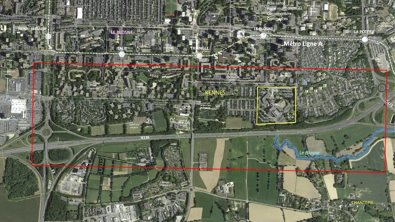 Hopital Sud à Rennes - Europan 17 - Périmètres de projet