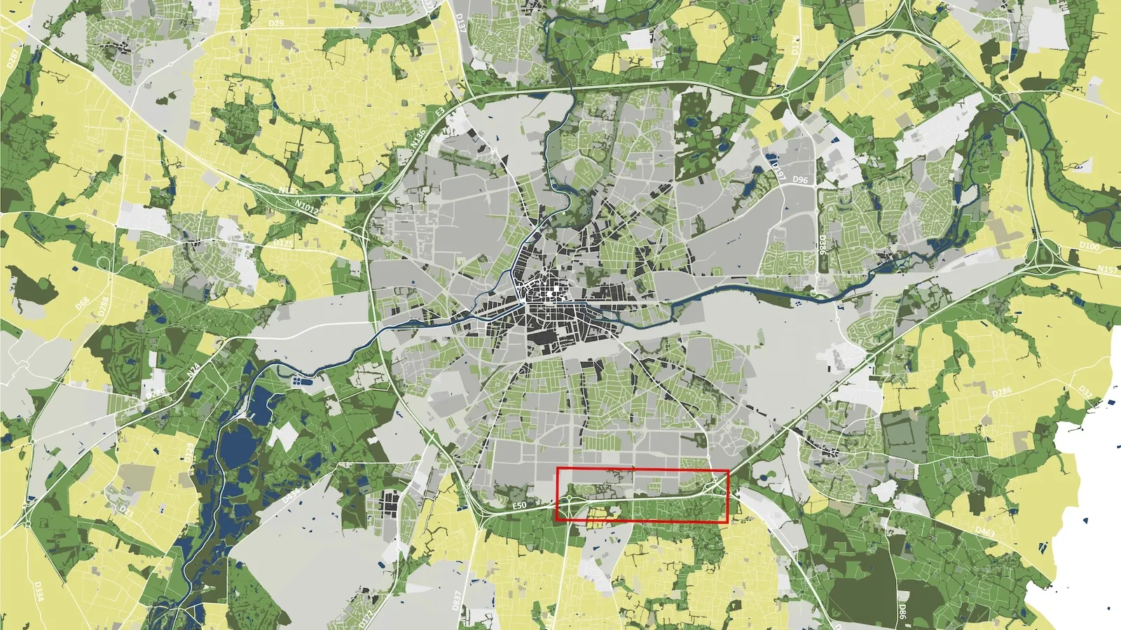 Hopital Sud à Rennes - Europan 17 - Territoire © IGN BDTopo - ER U&P -  
