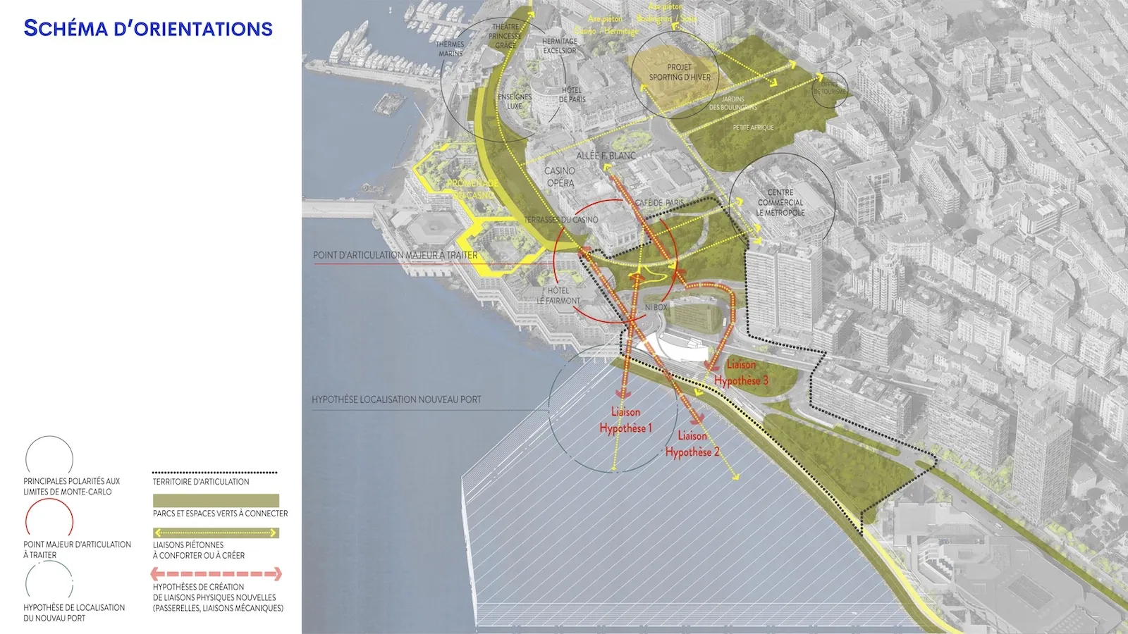 Étude de programmation urbaine - Monte-Carlo, 2013 - Scénarios d'articulation à l'extension en mer © ER U&P