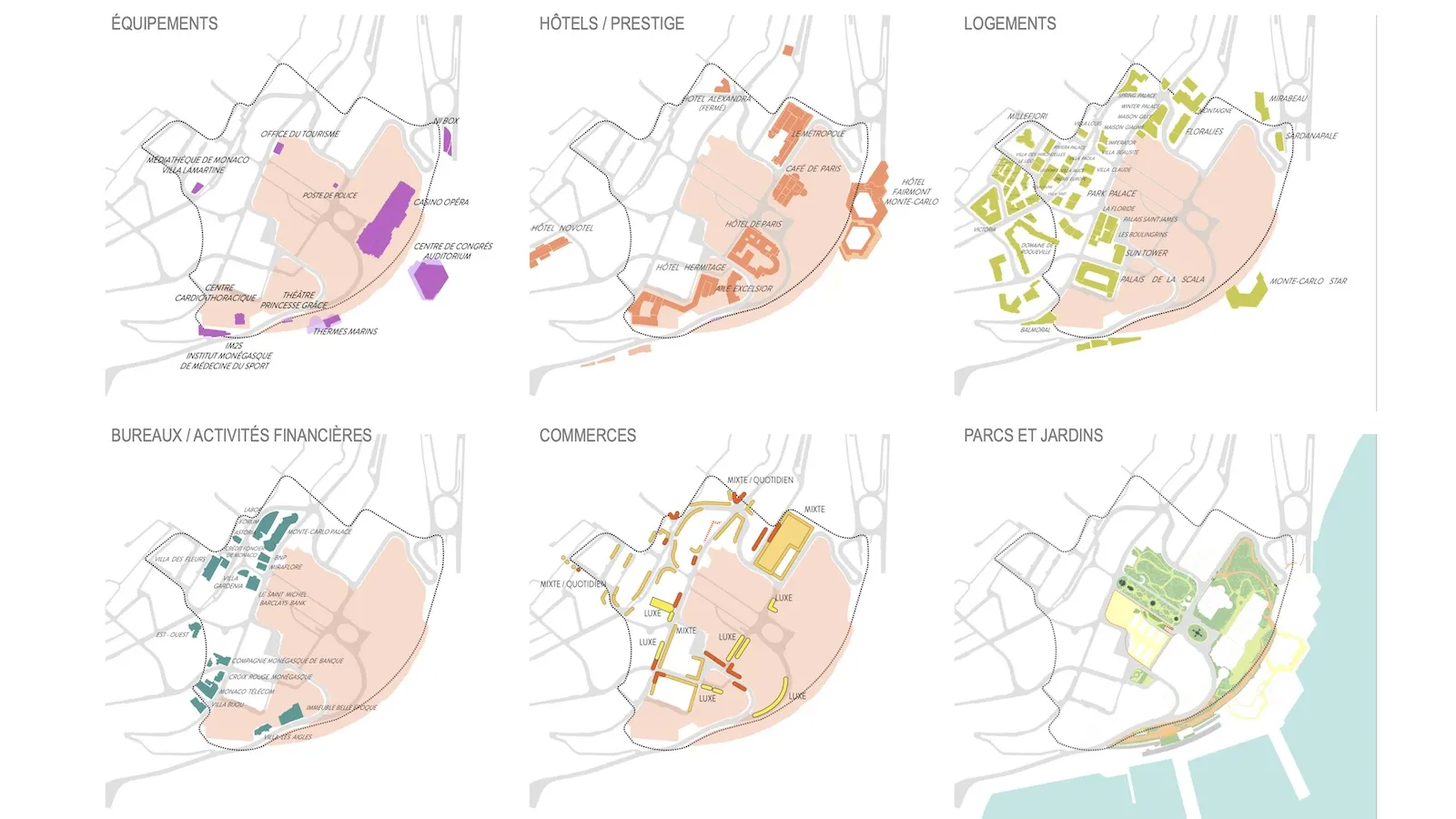 Étude de programmation urbaine - Monte-Carlo, 2013 - Occupations © ER U&P (données SIG - Direction de la Prospective, de l'urbanisme et de la mobilité)
